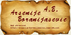 Arsenije Boranijašević vizit kartica
